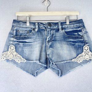 Vintage VANILLA STAR Womens Juniors 7 Lace Applique Bootie Shorts Stretch